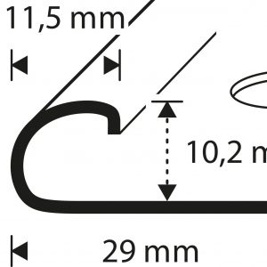 TILE TRIM 10MM BRUSHED STAINLESS STEEL ROUND 2500MM