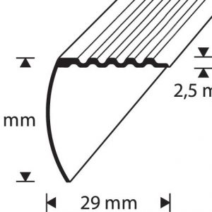 OBORRAD TRAPPKANTLIST 29X29MM SILVER ANODISERAD RÄFFLAD 3000MM