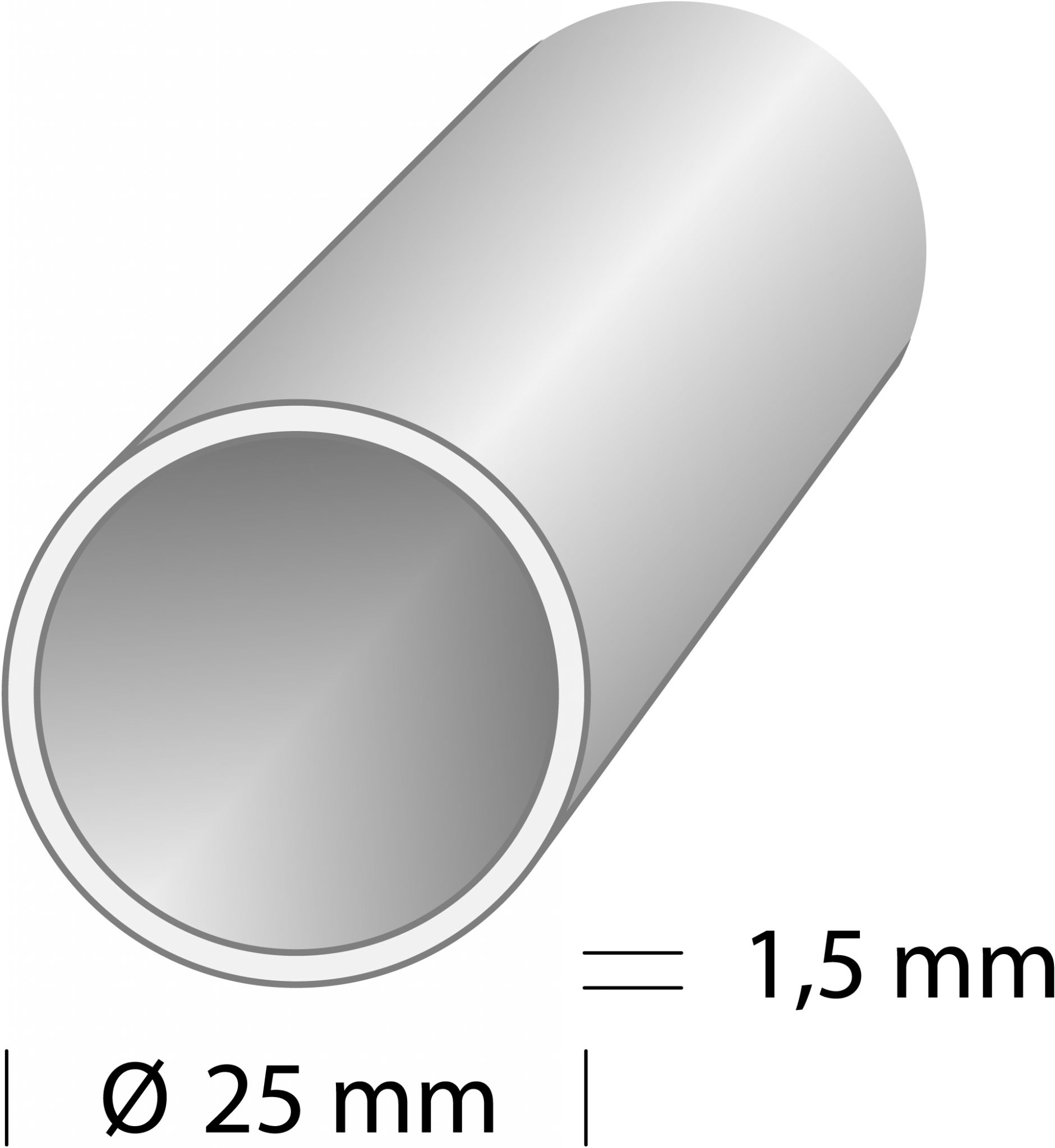 HOBBY-RÖR 25X1,5MM SILVER ANODISERAD ALUMINIUM 2000MM - Duuri Oy