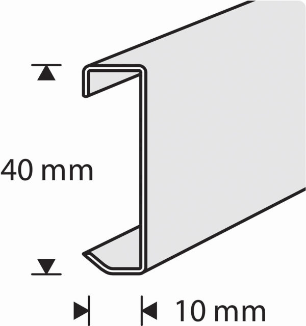 KABELKANAL GOLVSOCKEL 40MM BORSTAT ROSTFRITT STÅL MED CLIPS 3000MM