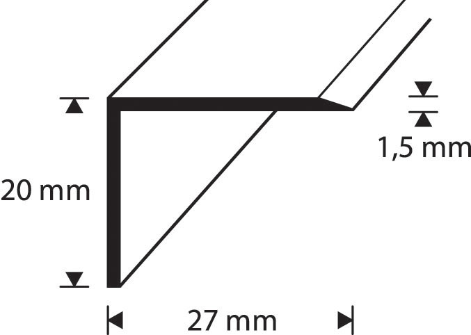 SELF ADHESIVE STAIR NOSING 27x20MM STAINLESS STEEL BRUSHED SMOOTH 3000MM - Image 2