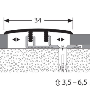 COVER STRIP 34MM KHAKI GREY 3,5-6,5MM SMOOTH 2000MM