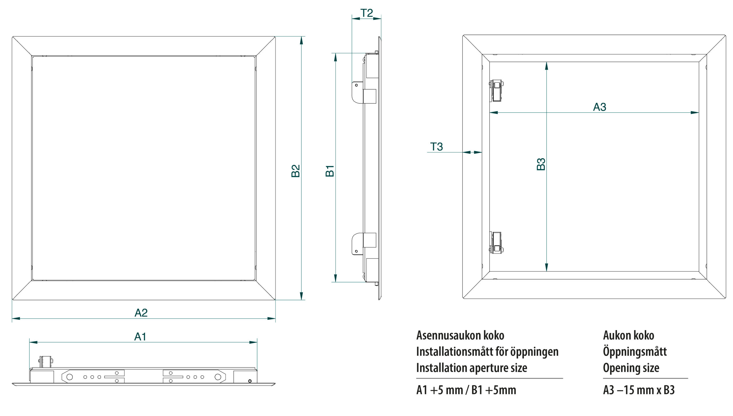 ACT-TARKASTUSLUUKKU 500X500MM ILMA-/PÖLYTIIVIS VALKOINEN RAL9016 - Image 2