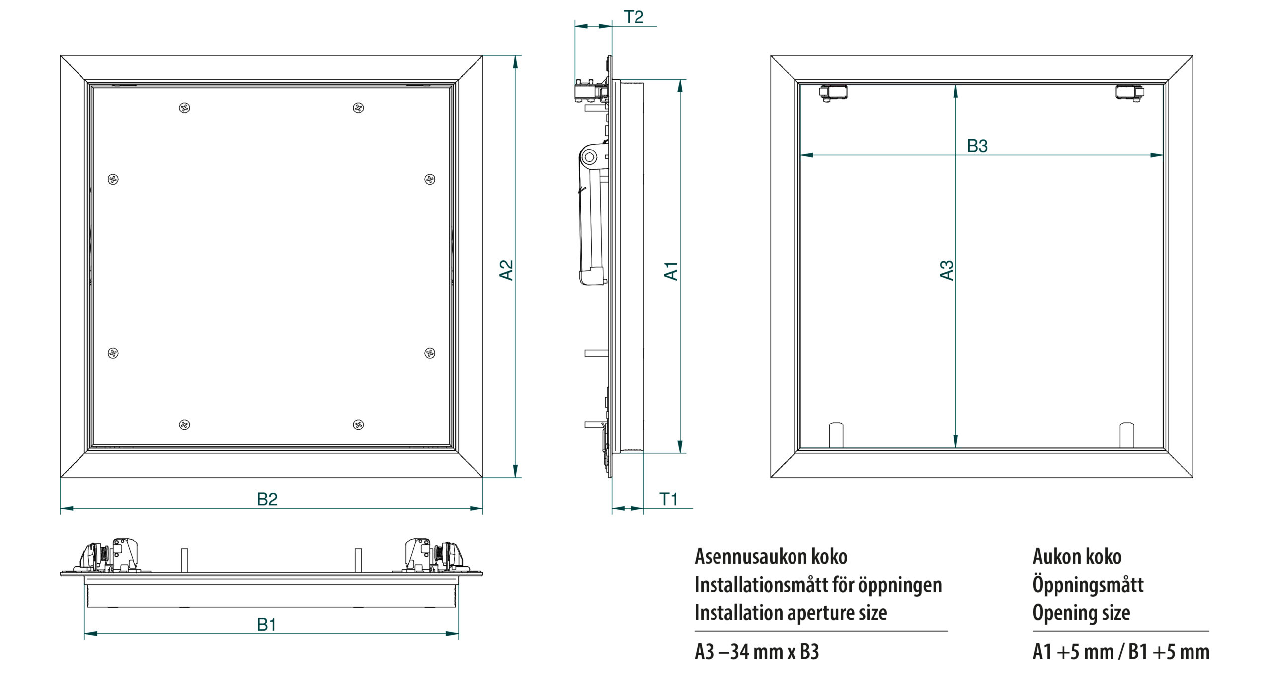 CHF3-FIREPROOF ACCESS PANEL WITH GYPSUM BOARD 600X600MM EI30 - Image 2